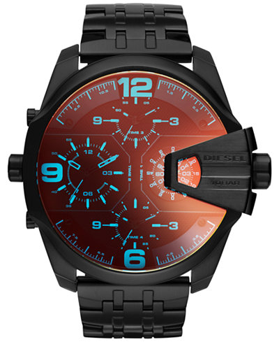 Diesel Men's Chronograph Uberchief Black Ion-Plated Stainless Steel Bracelet Watch 55x62mm DZ7373