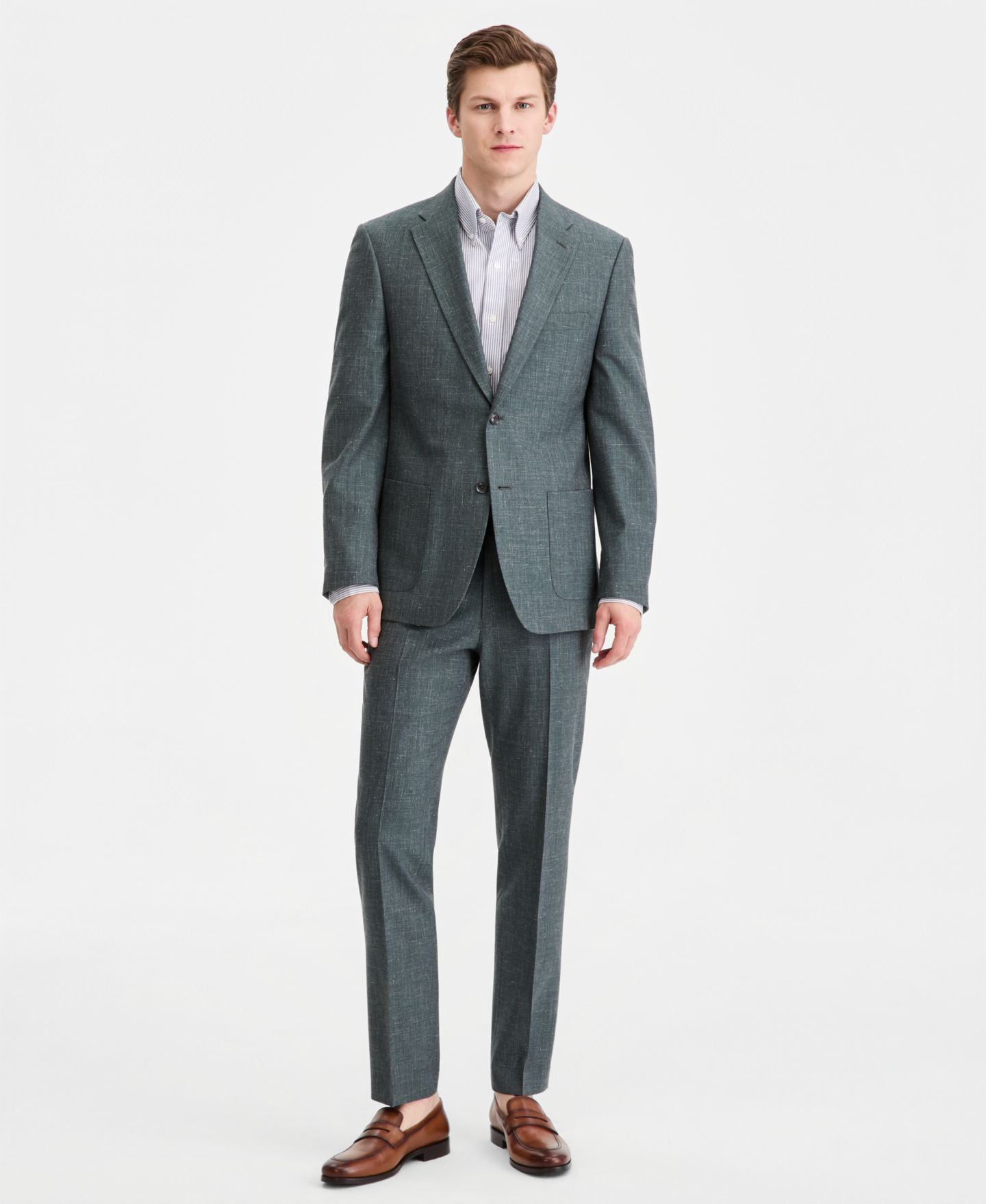 Мужские куртки Tommy Hilfiger Modern-Fit Wool Silk Linen Suit Separates, цвет: Зелёный — фото 4