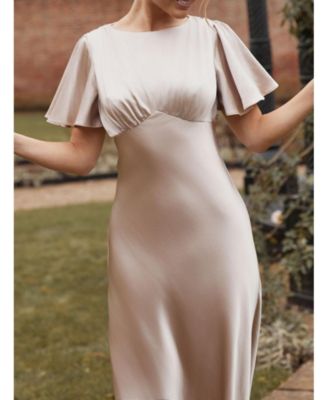 Women's Gathered Bust Satin Bridesmaid Dress