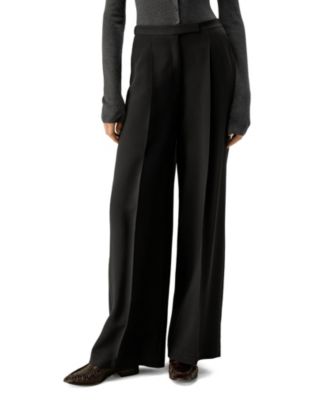 Women's Silk-Wool Pleated Wide-Leg Trousers