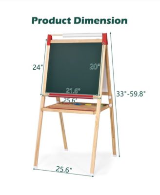 3-in-1 Adjustable Kids Art Easel with Chalkboard, Whiteboard, and Paper Roll