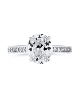 Classic 3CT CZ Oval Solitaire Promise Ring Cubic Zirconia Pave Filigree Band Sterling Silver