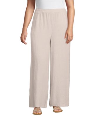 Women's Plus Size Linen High Rise Palazzo Pants - Set Bottom