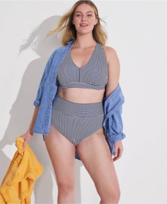 Plus Size V-Neck Bikini and High Waisted Bottom Swimsuit Set
