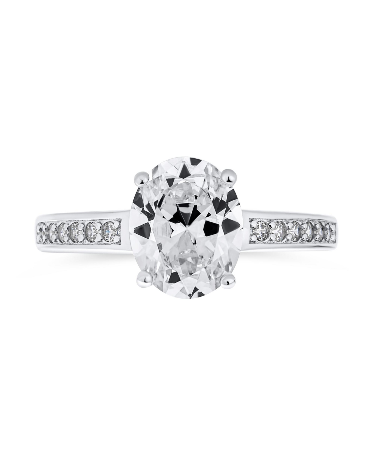 Bling Jewelry Classic 3CT Cz Oval Solitaire Promise Ring Cubic Zirconia Pave Filigree Band Sterling Silver
