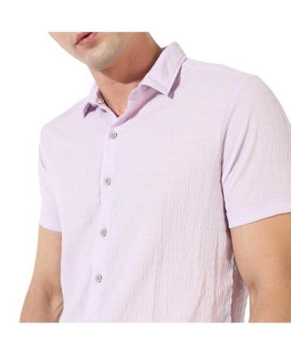 Men's Lavender Textured Regular Fit Casual Shirt