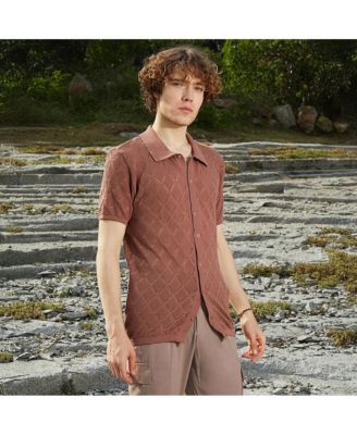 Men's Rhombus-Knit Slim-Fit Shirt