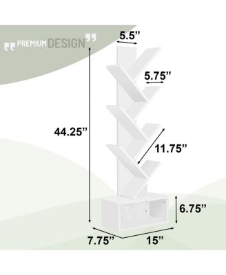 7-Tier Zigzag Tree Bookcase with Open Drawer for Books, Decor, and Accessories - Space-Saving Organizer Unit for Living Room, Bedroom, Office