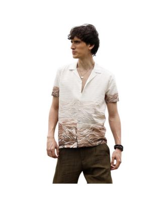 Men's Ivory White & Tan Brown Desert Ombre Shirt