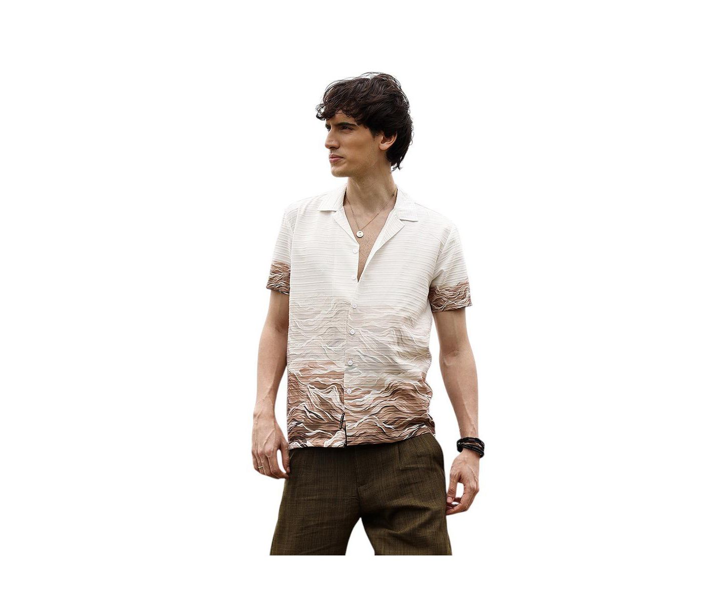 Мужская рубашка Cahoot Campus Sutra Ivory White & Tan Brown Desert Ombre, цвет: Коричневый — фото 1