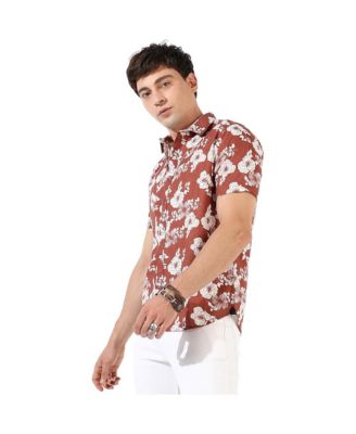 Men's Brown Printed Regular Fit Casual Shirt