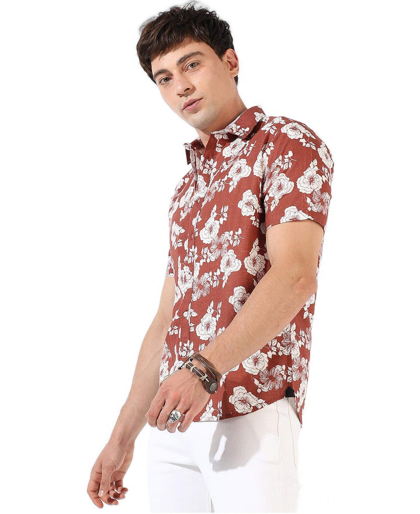 Мужская рубашка Cahoot Printed Casual, цвет: Коричневый — фото 3