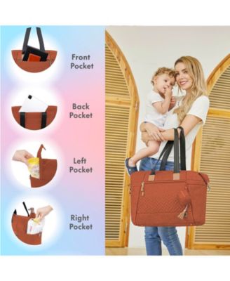 Large Diaper Bag Tote with Pacifier Case and Changing Pad, Travel Diaper Tote for Mom and Dad