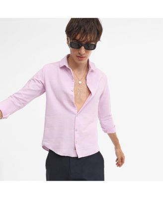 Men's Lilac Chevron-Textured Shirt