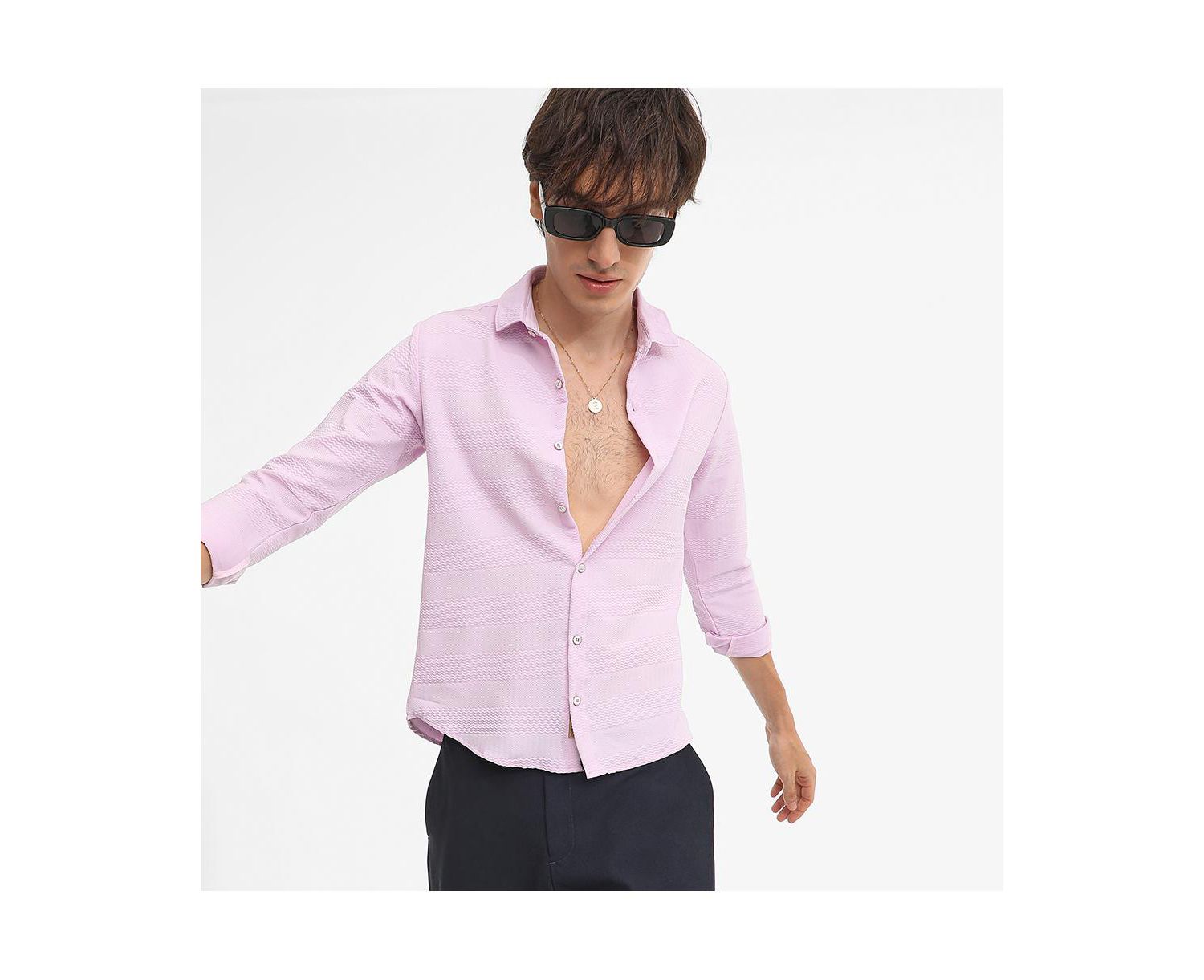 Men's Chevron-Textured Shirt