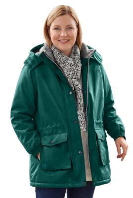 Plus Size Microfiber Parka