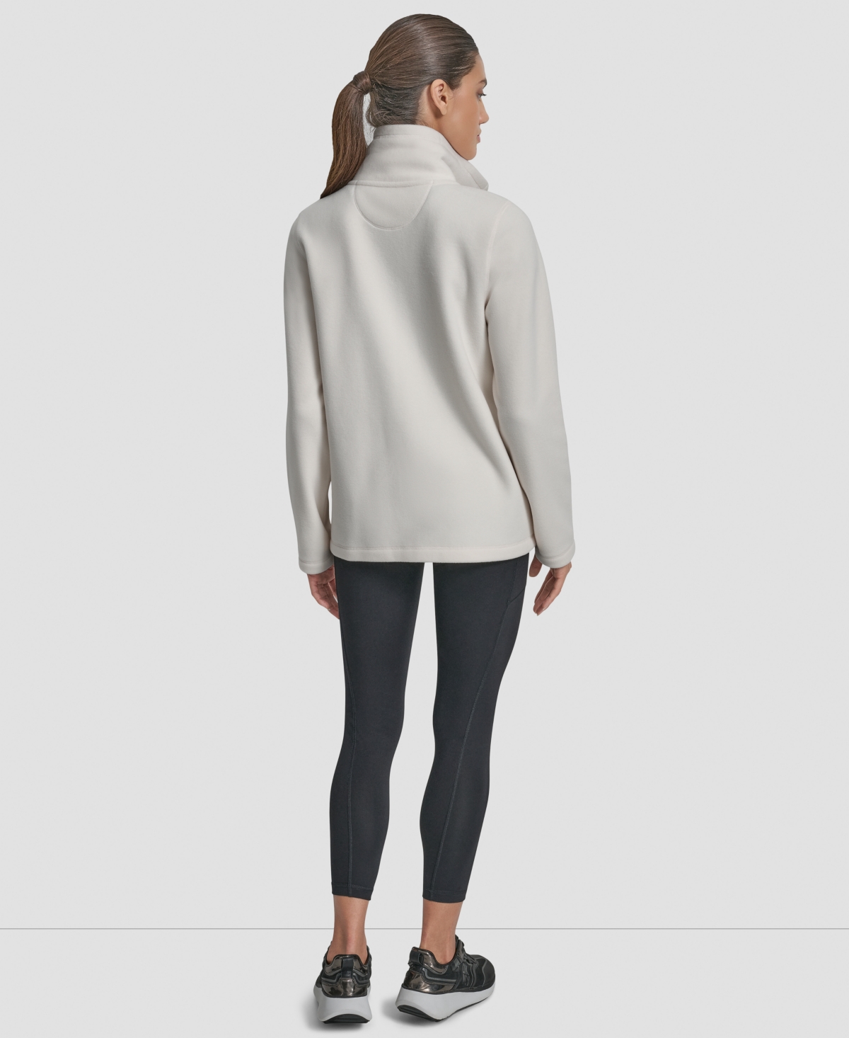 Dkny Women's Full-zip Varsity Logo Top In Neutral