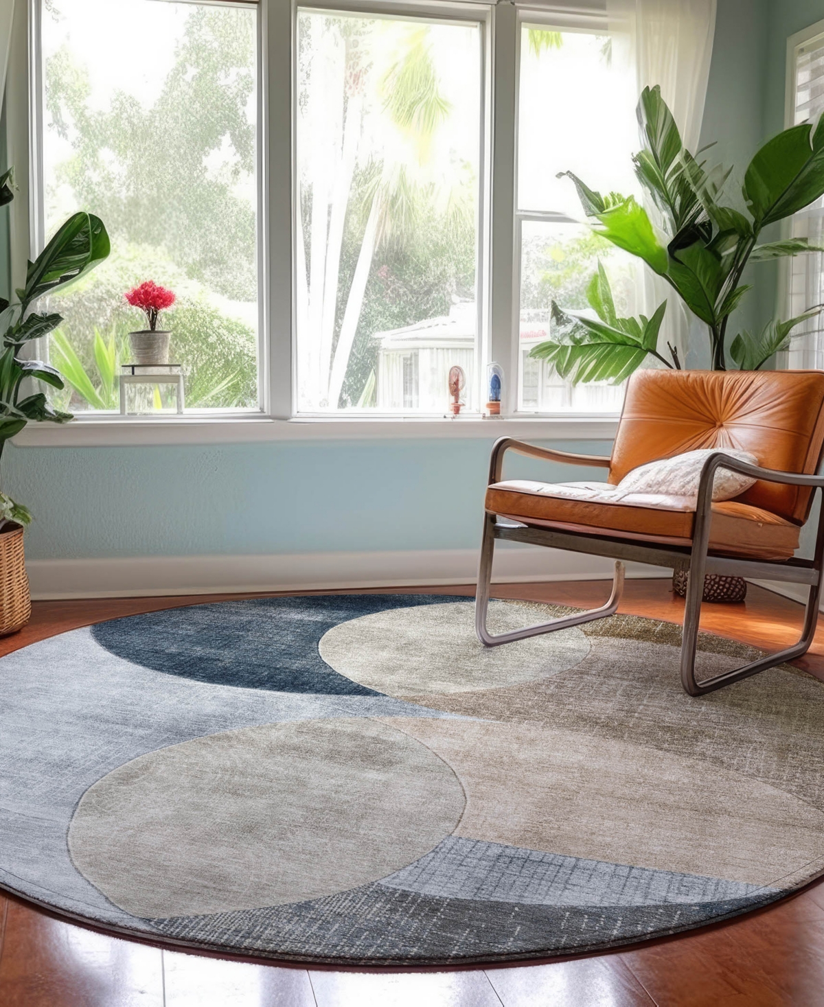 Dalyn Neo No13 8'x8' Round Area Rug In Blue