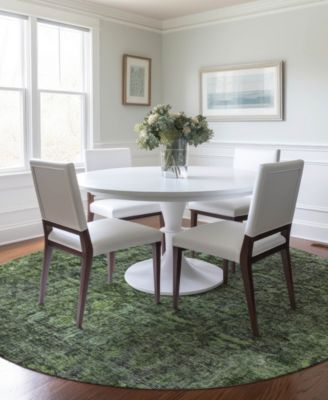 Karaj Washable KJ3 8'x8' Round Area Rug