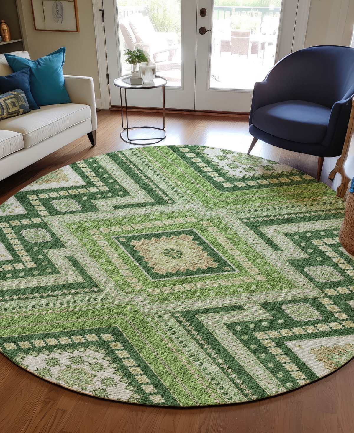 Dalyn Portico Po5 8'x8' Round Area Rug In Green