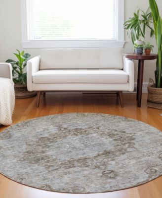 Tabrook Washable TB5 8'x8' Round Area Rug