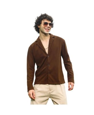 Men's Chocolate Brown Ribbed Oversized Shirt