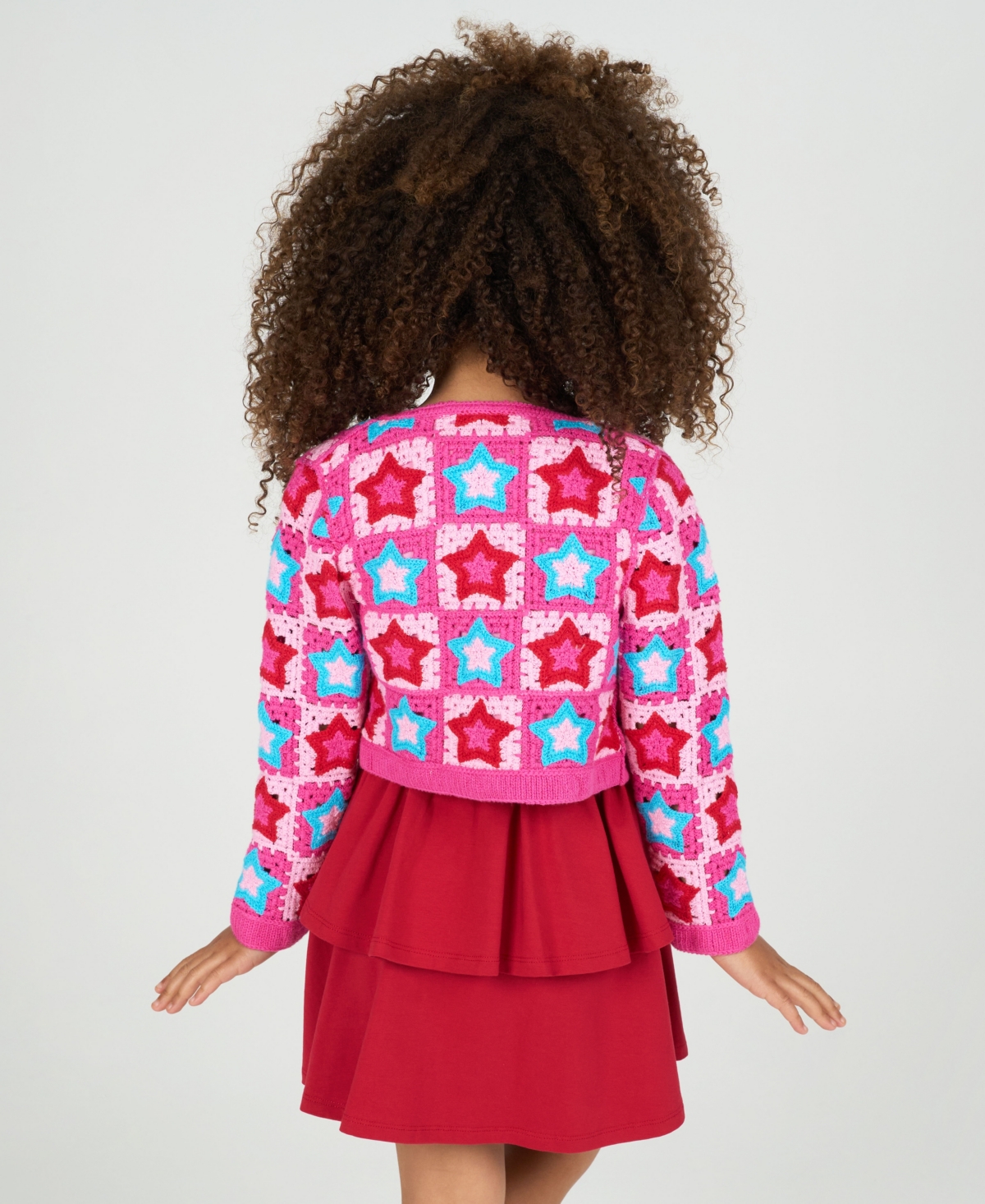 Rare Editions Little Girl Dress With Crochet Cardigan, 2 Pc In Red