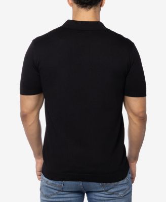 Men's Cable Knit Johnny Collar Short Sleeve Sweater Polo