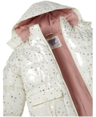 Big Girls' Foil Dot Puffer Jacket with Beanie