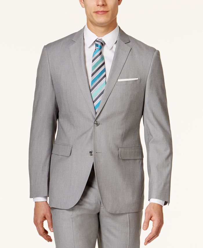 Perry Ellis Portfolio Men's Light Grey Slim-Fit Suit - Macy's