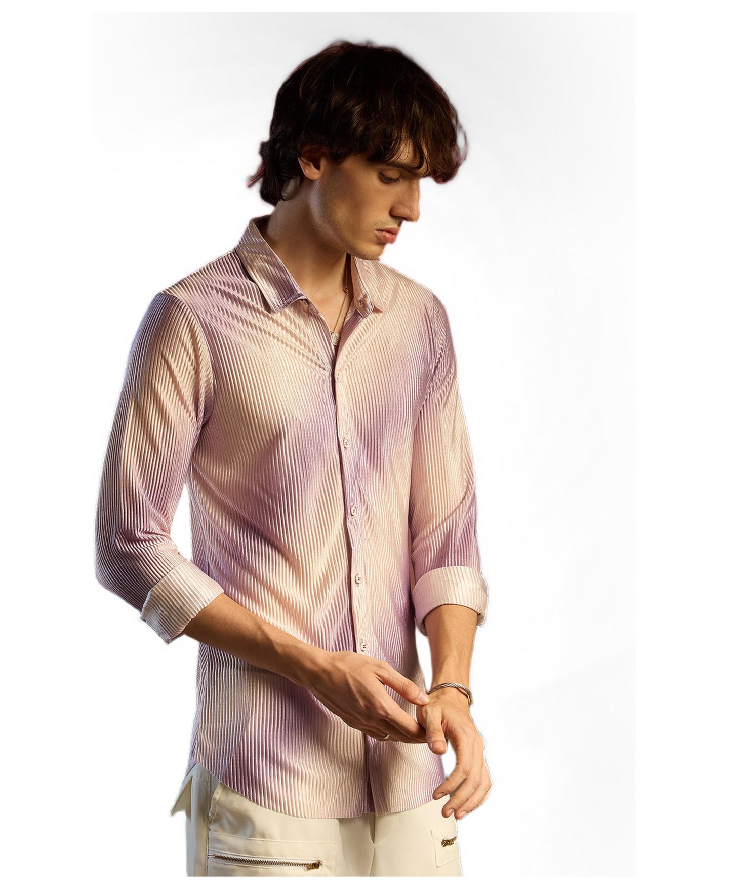 Мужская рубашка Cahoot Campus Sutra Ombre-Pleated, цвет: Фиолетовый — фото 3