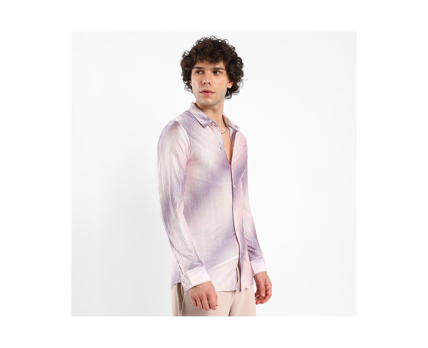Men's Ombre-Pleated Shirt