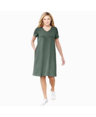 Plus Size Perfect Short-Sleeve V-Neck Tee Dress