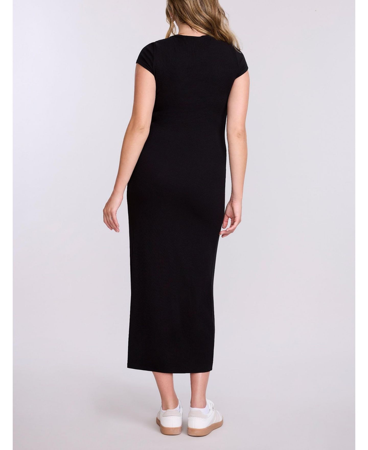 Женское платье Motherhood Maternity Short Sleeve Henley Bodycon Maxi Dress - Motherhood, цвет: Чёрный — фото 2