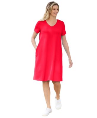 Plus Size Perfect Short-Sleeve V-Neck Tee Dress