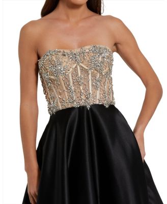 Women's Strapless Embellished Bustier Ball Gown