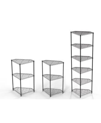 6 Tier Heavy Duty Corner Shelf Rack with 600LB Capacity Adjustable Shelves