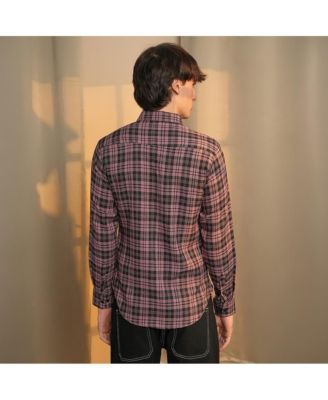 Men's Mauve Pink & Charcoal Black Tartan Plaid Shirt