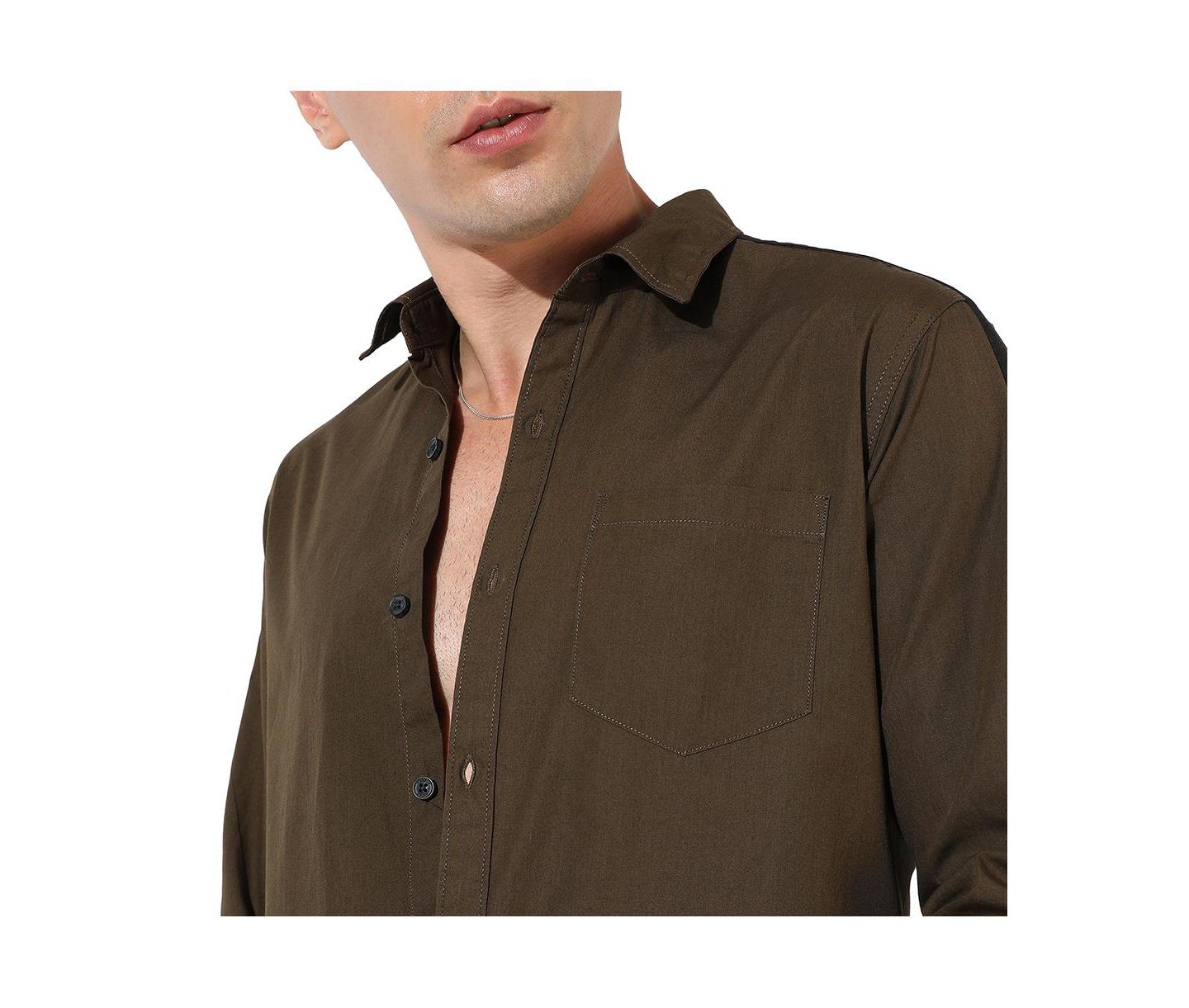 Мужская рубашка Cahoot Campus Sutra Olive Green Side Striped, цвет: Зелёный — фото 7