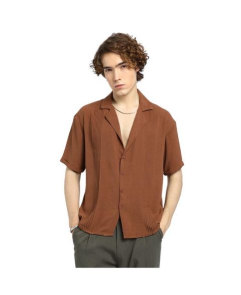 Мужская рубашка Cahoot Campus Sutra Panel-Pleat Oversized, цвет: Коричневый