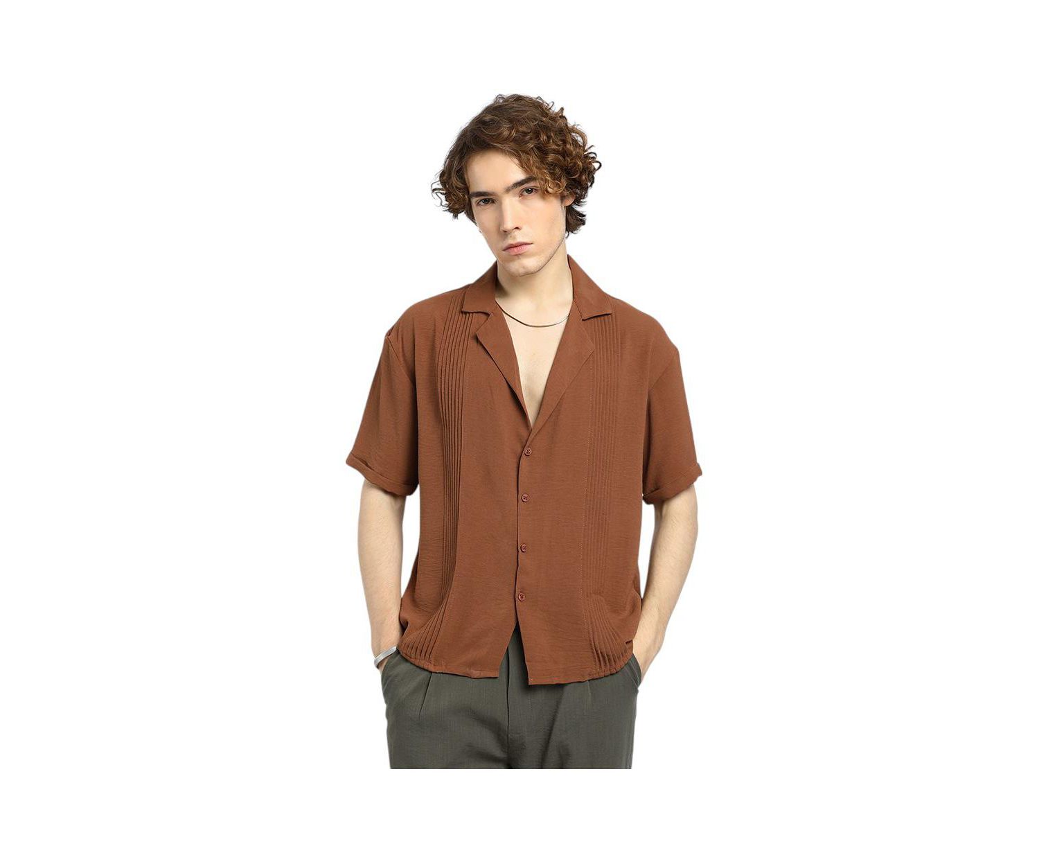 Men's Panel-Pleat Oversized Shirt