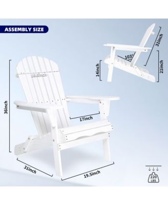 36 Inch Solid Cedar Wood Foldable Adirondack Chair Set of 2