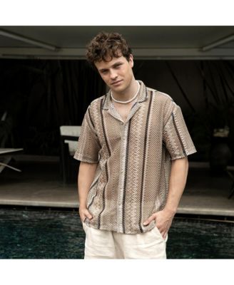 Men's Striped Knit Oversized Shirt