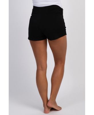 Black Ruched Side Maternity Lounge Shorts