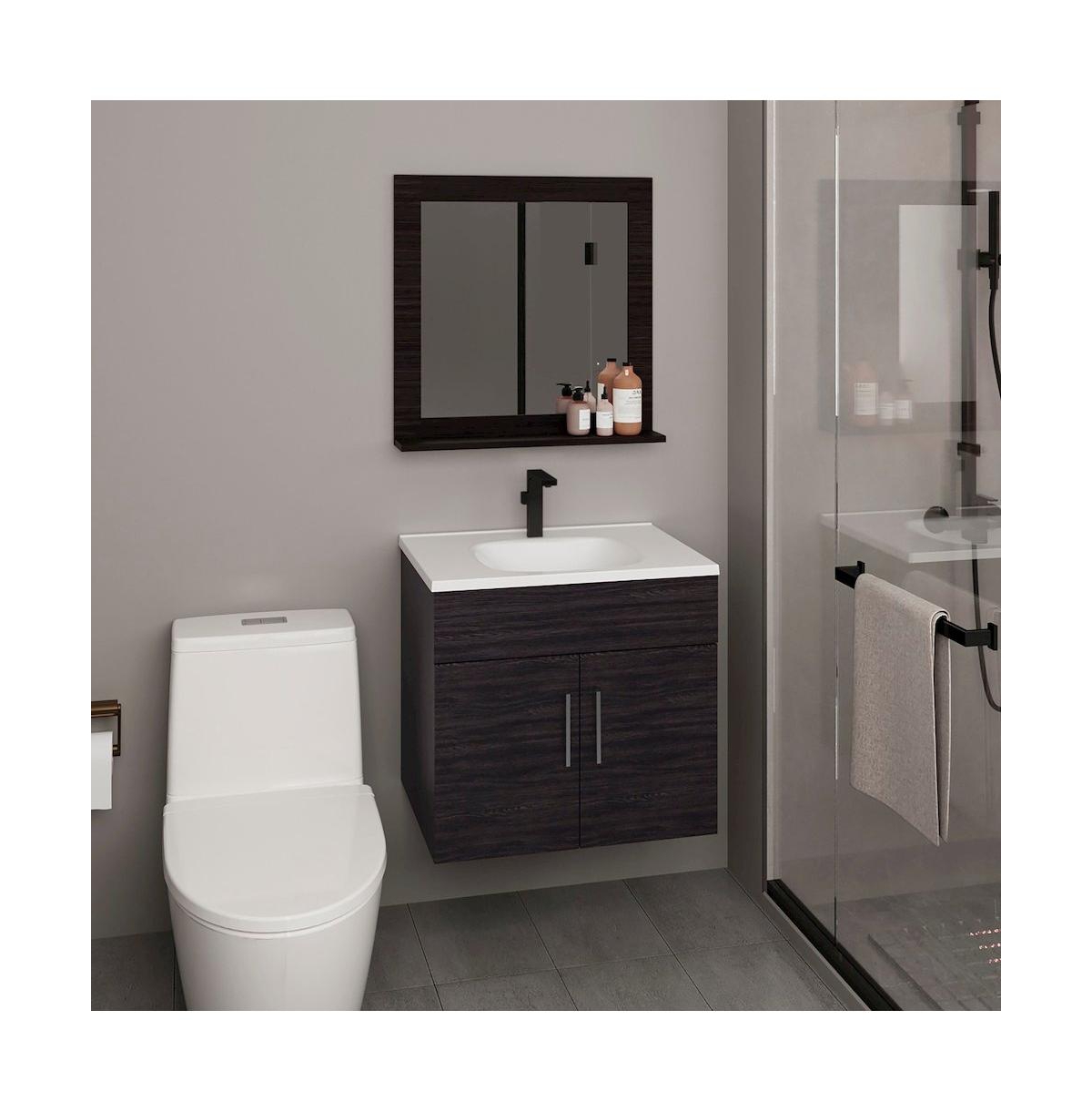 Tuhome Blake Bathroom Cabinet with Mirror Cabinet Black Mdf