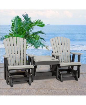 Double Glider with Center Table in Light Gray and Black
