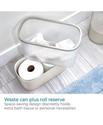 Plastic Bathroom Trash Can with Storage for Toiler Paper - Clear/Satin