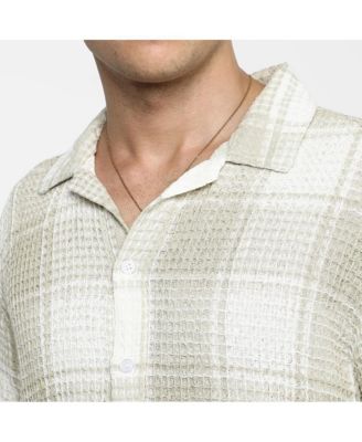 Men's Greige & Ivory White Buffalo Check Oversized Shirt