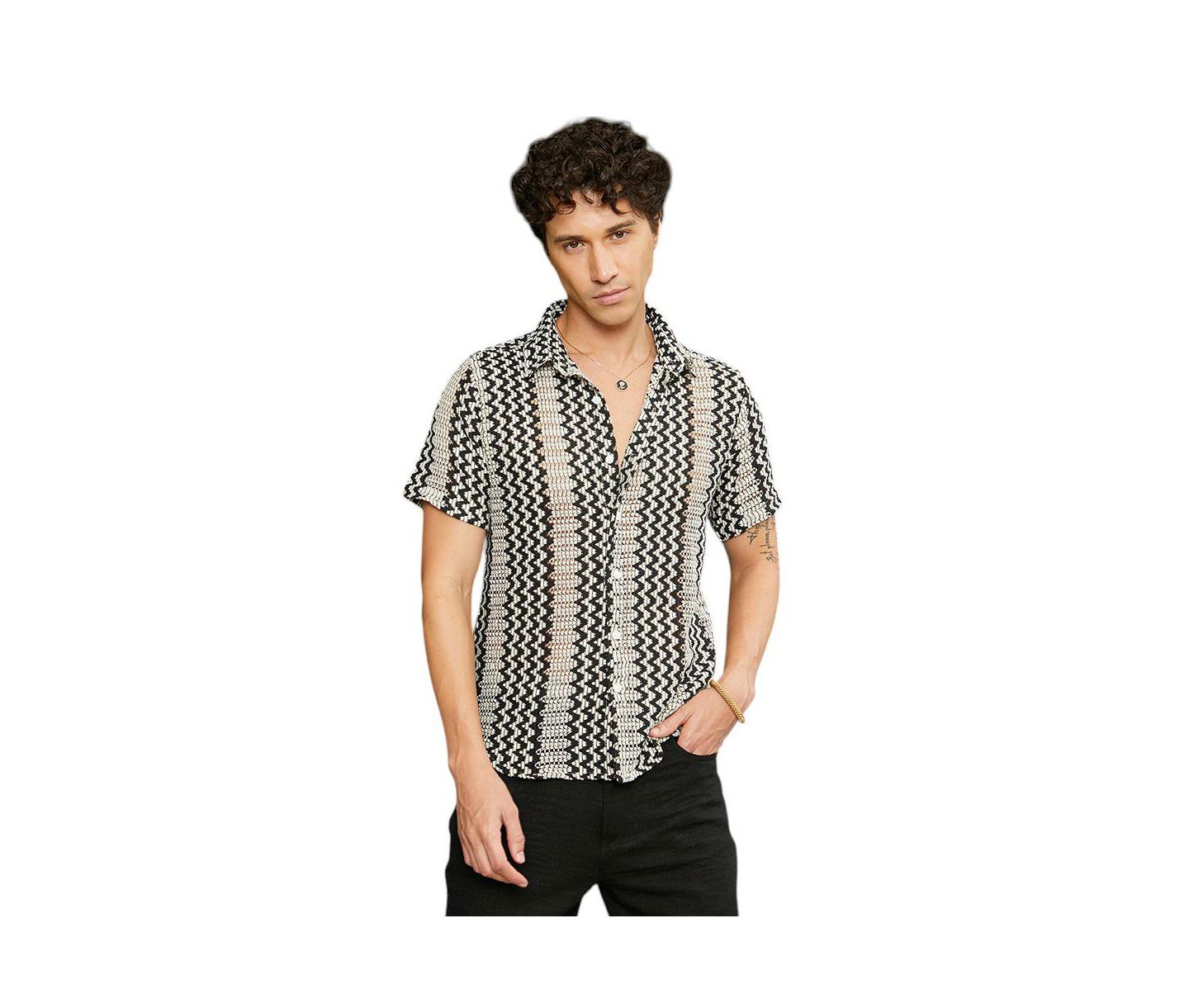 Мужская рубашка Cahoot Campus Sutra Zigzag-Knit, цвет: Белый — фото 1