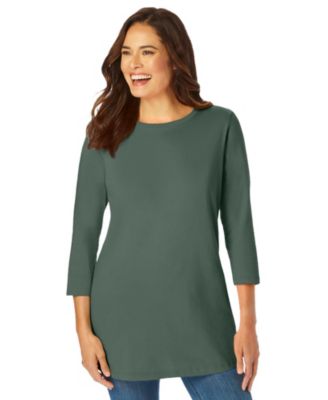 Plus Size Perfect Three-Quarter Sleeve Crewneck Tee
